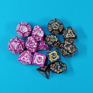 7er Würfelset – Drachenornament – marmoriert