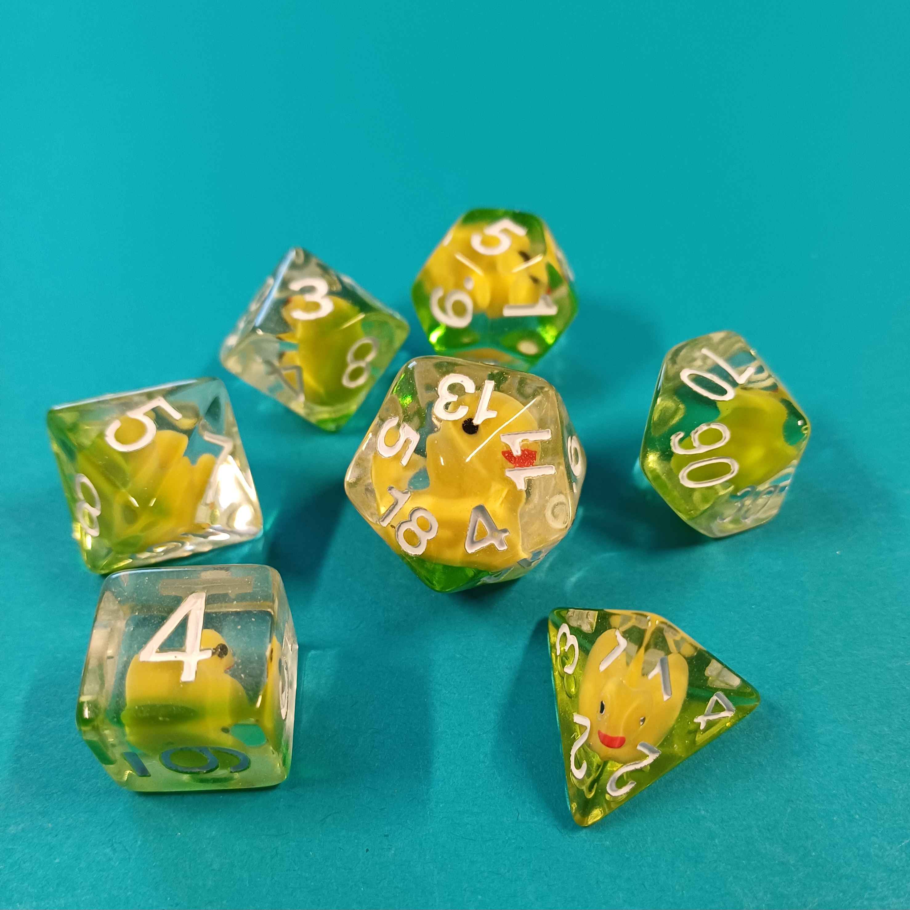 Entenwürfel - transparentes 7er Würfelset