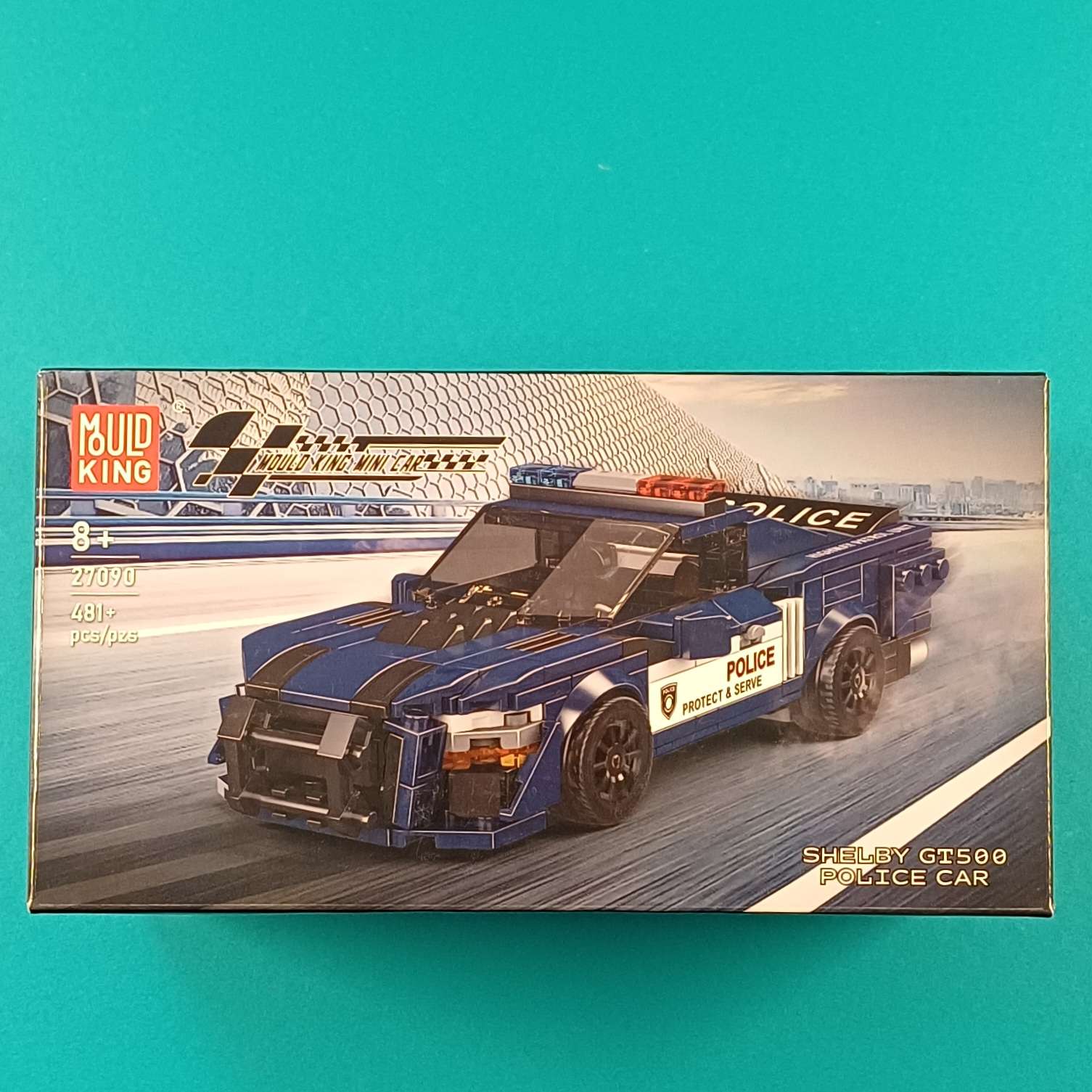 Mould King Polizeiauto Shelby GT500 – Klemmbaustein-Set Nr. 27090 (481 Teile) mit Präsentationsbox – neu