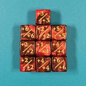 Modifikationswürfel-Set (+1 bis +6) – 10 Stück
