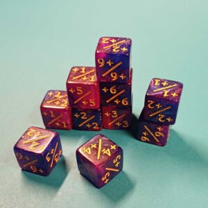 Modifikationswürfel-Set (+1 bis +6) – 10 Stück