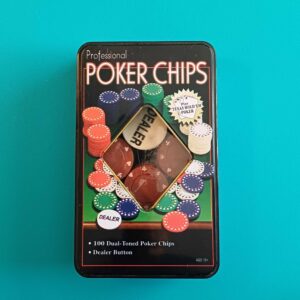 Pokerchips Set (98 Chips + Dealer Button) – (2 Chips fehlen)