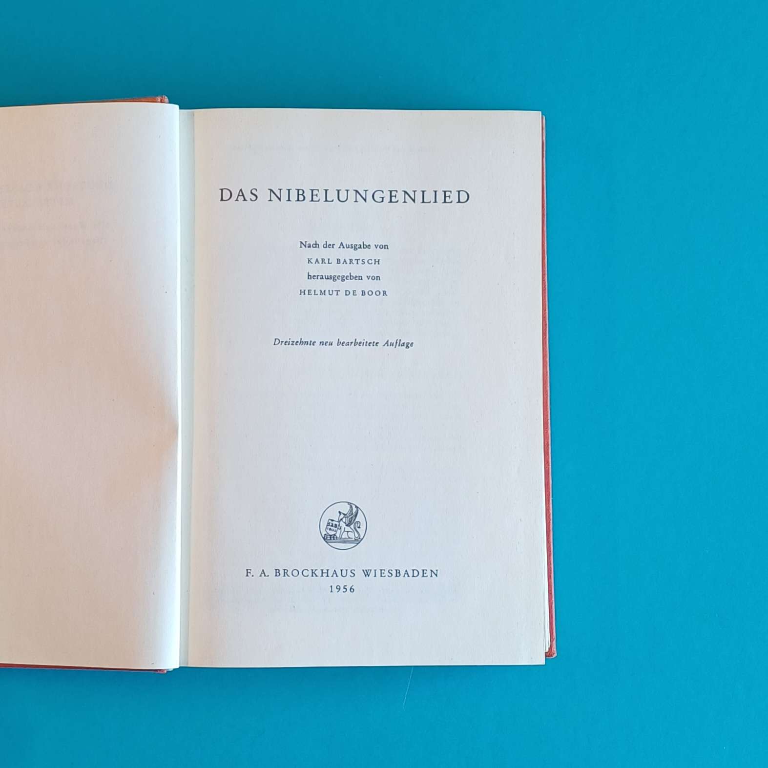 Das Nibelungenlied (13. Aufl. 1956) – Hardcover-Ausgabe mit Leineneinband – F. A. Brockhaus – Bild 5