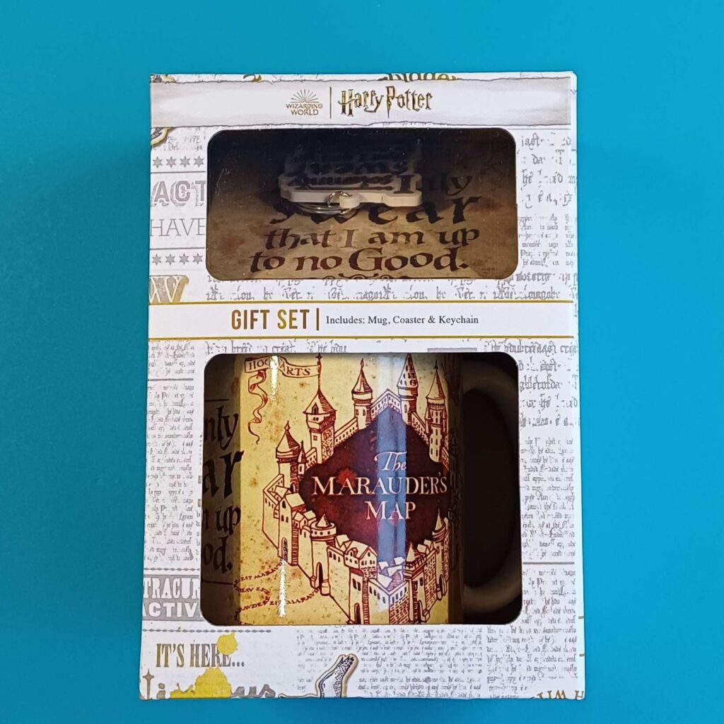 Harry Potter Geschenkset – Marauders Map (Tasse, Untersetzer & Schlüsselanhänger)