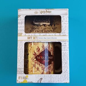 Harry Potter Geschenkset – Marauders Map (Tasse, Untersetzer & Schlüsselanhänger)