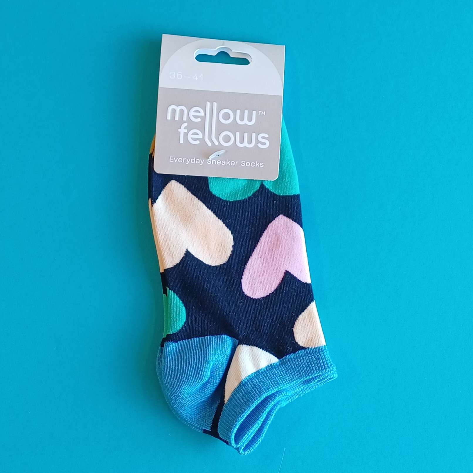 mellow fellows Everyday Sneaker Socks – Herzdesign - Größe 36 - 41