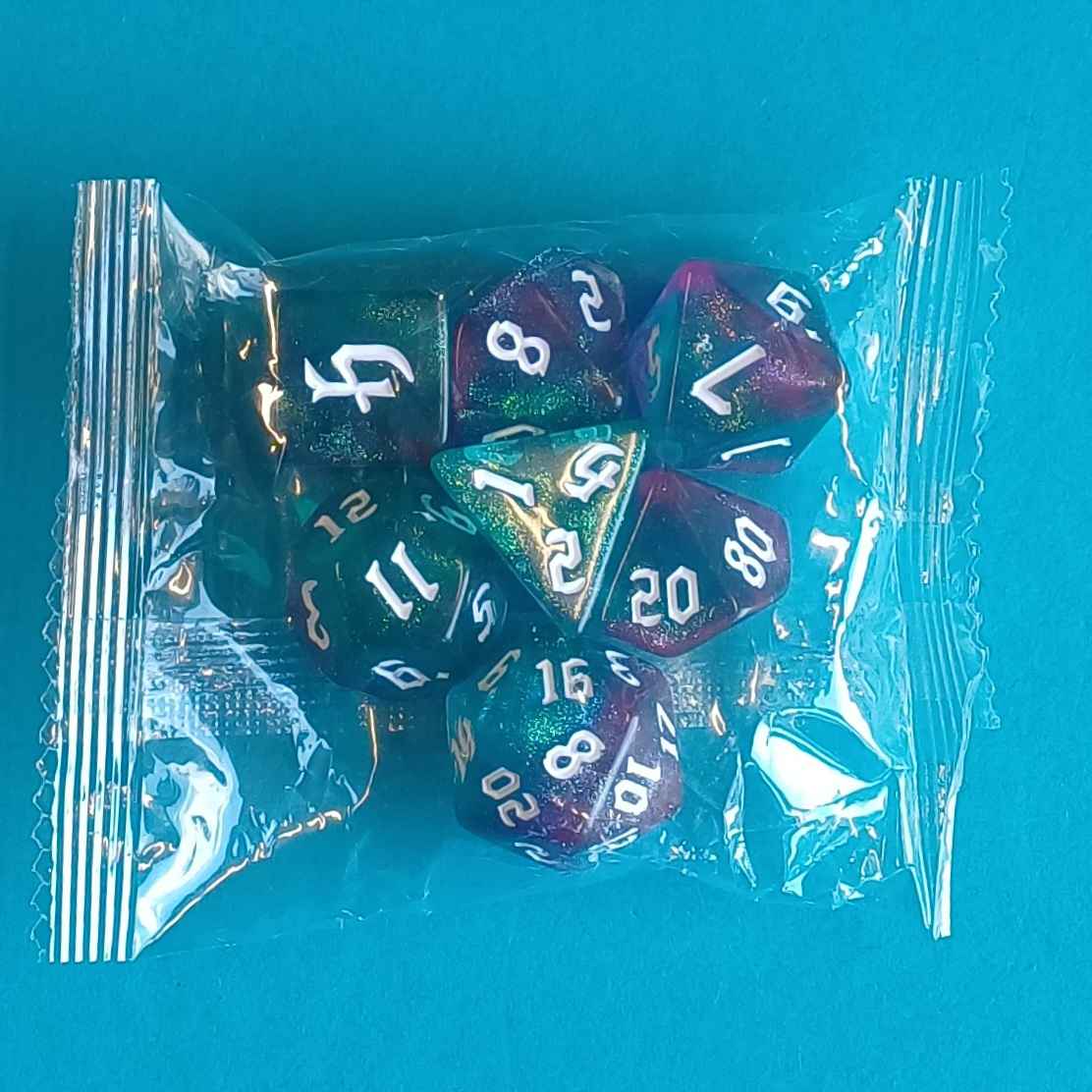 Polyhedral Dice Set – Galaxy-Würfelset (7-teilig, inkl. Samtbeutel) – Sternennebel