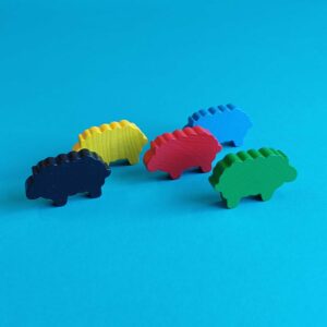 Holzschafe – Schafherde – 5er-Set (Blau, Grün, Gelb, Rot, Schwarz)