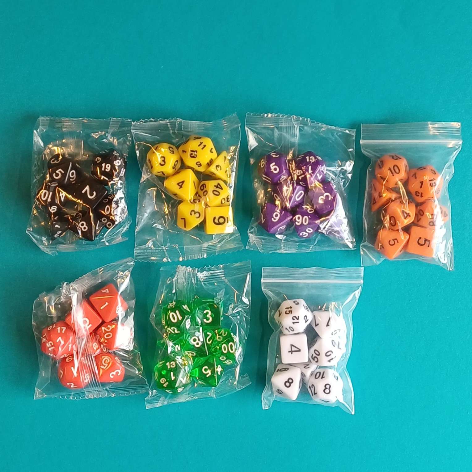 Polyhedral Dice Set – 7-teiliges Rollenspiel-Würfelset (inkl. Samtbeutel)