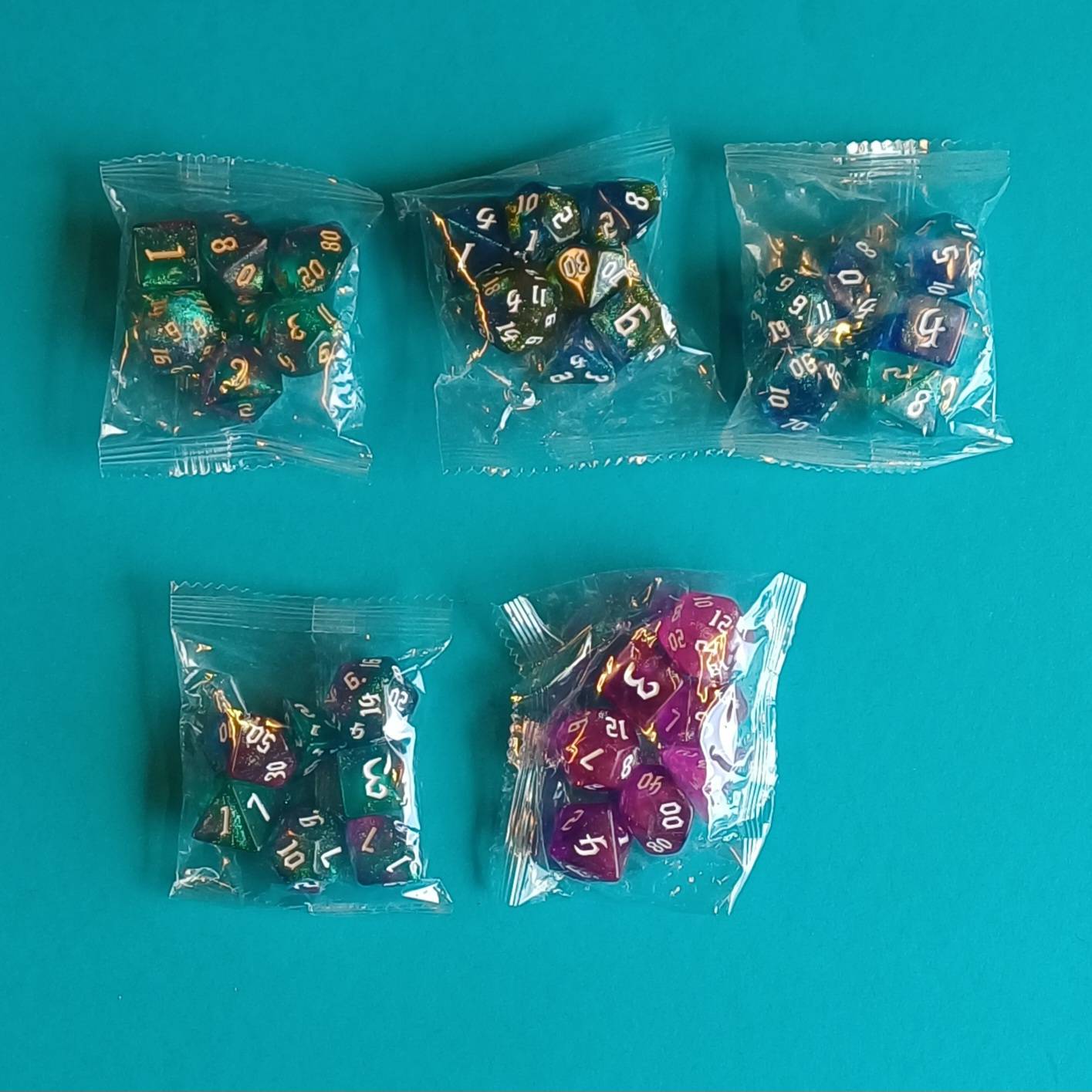Polyhedral Dice Set – Galaxy-Würfelset (7-teilig, inkl. Samtbeutel)
