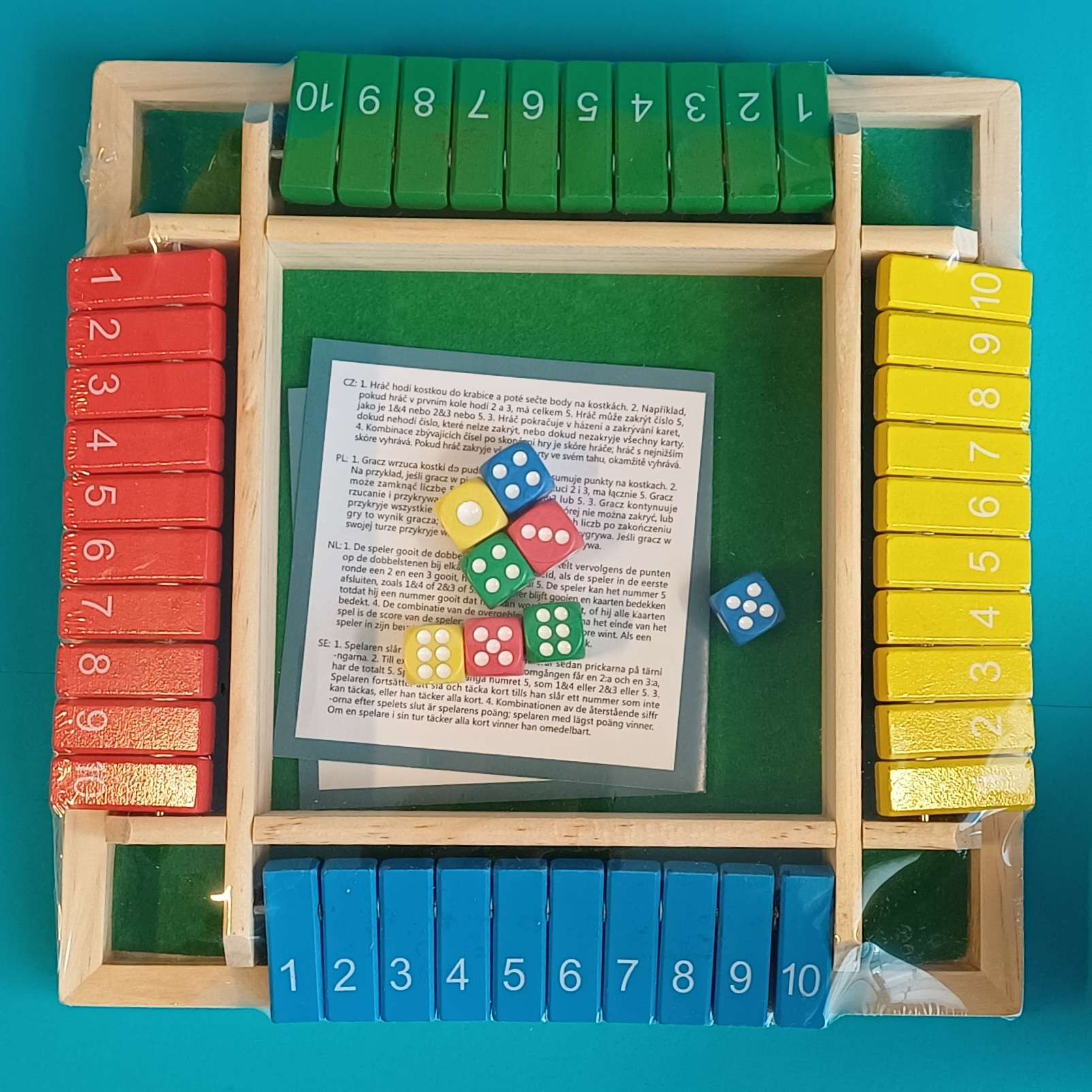 Shut the Box – Holz-Würfelspiel für 2–4 Spieler