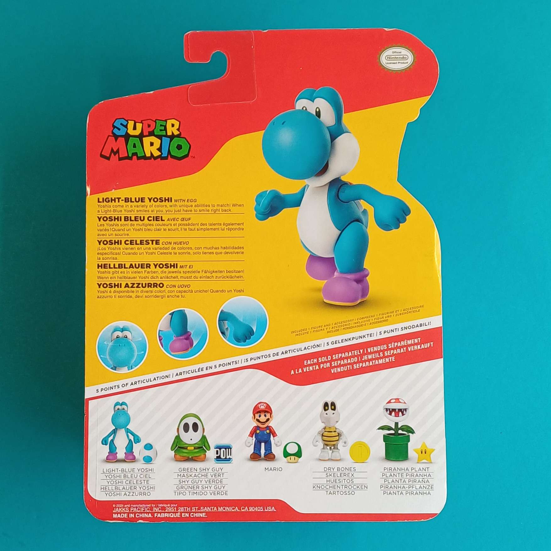 Super Mario – Light Blue Yoshi Actionfigur mit Ei – Bild 2