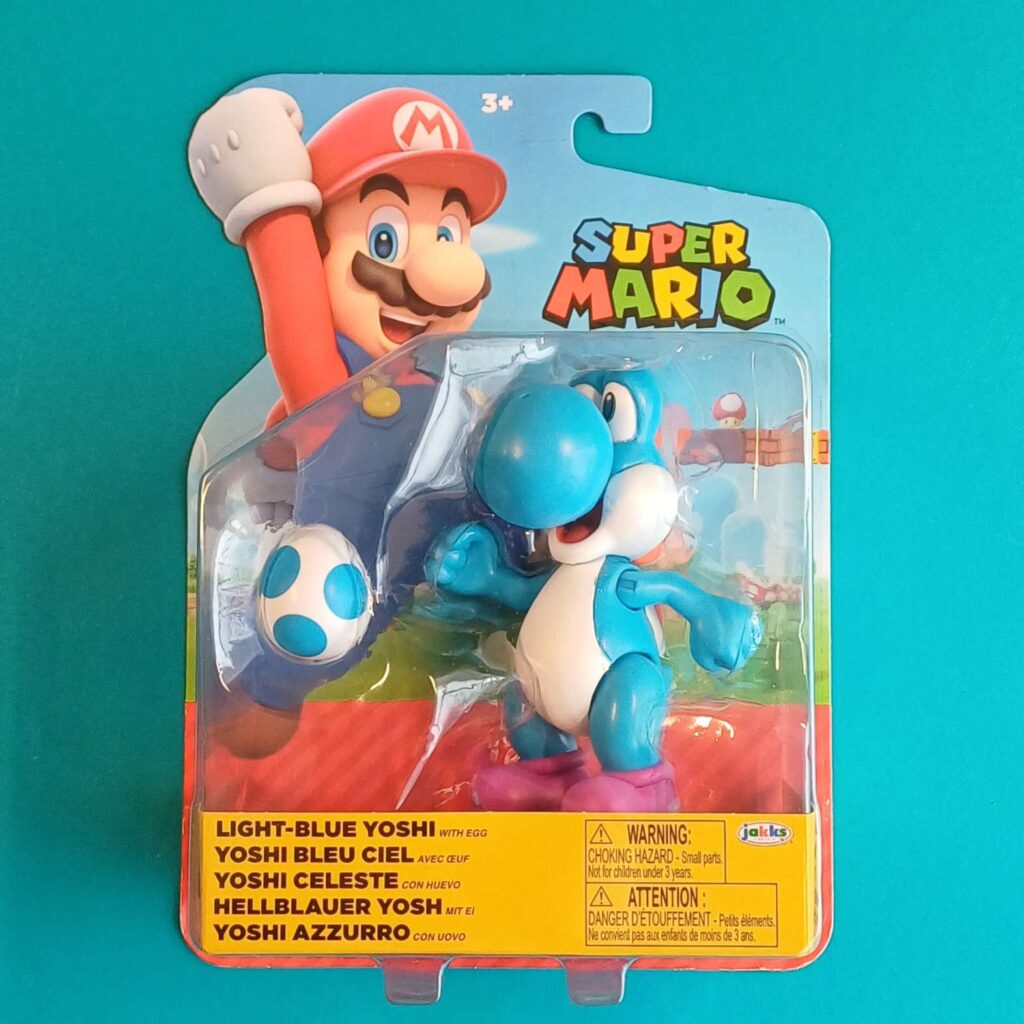 Super Mario – Light Blue Yoshi Actionfigur mit Ei