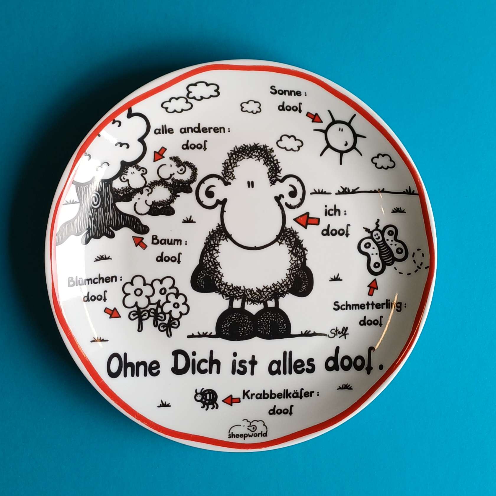 Sheepworld Kuchenteller – Ohne Dich ist alles doof
