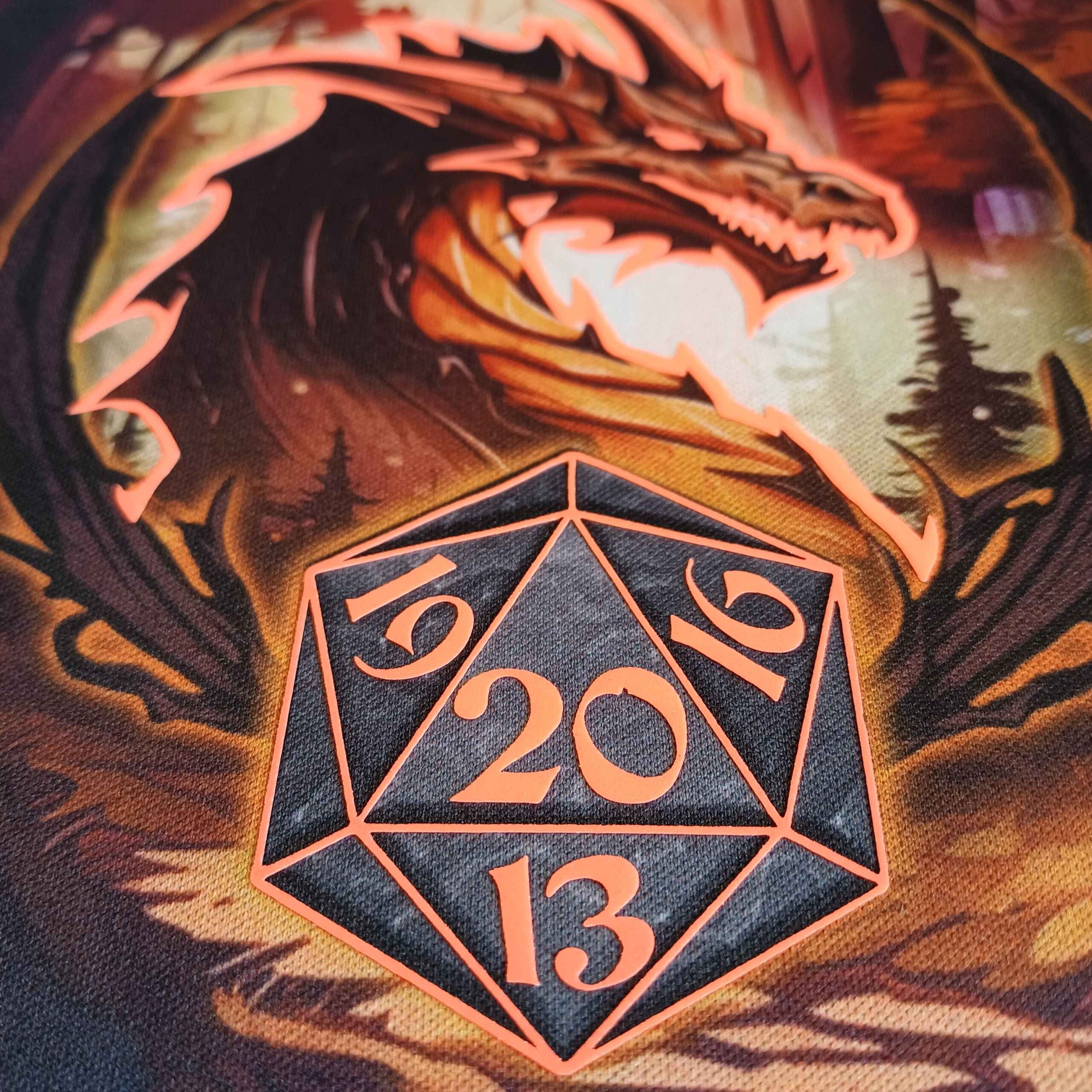 Premium-Würfelnest (Dice Tray) – Roter Drache – nachleuchtend – 22 × 22 cm – Bild 2