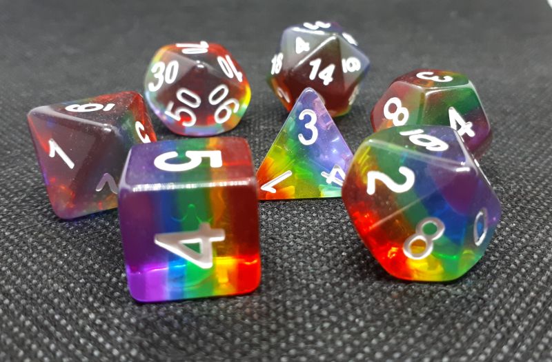 Würfelset Transparent: Rainbow